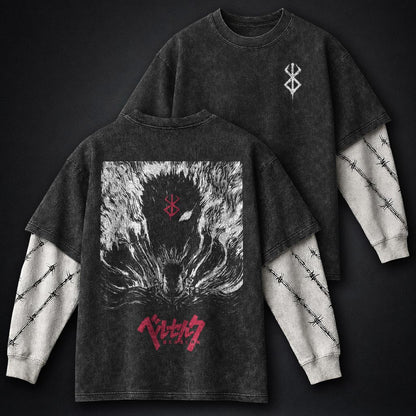 Berserk Durable Double Sleeves Washed T-Shirt