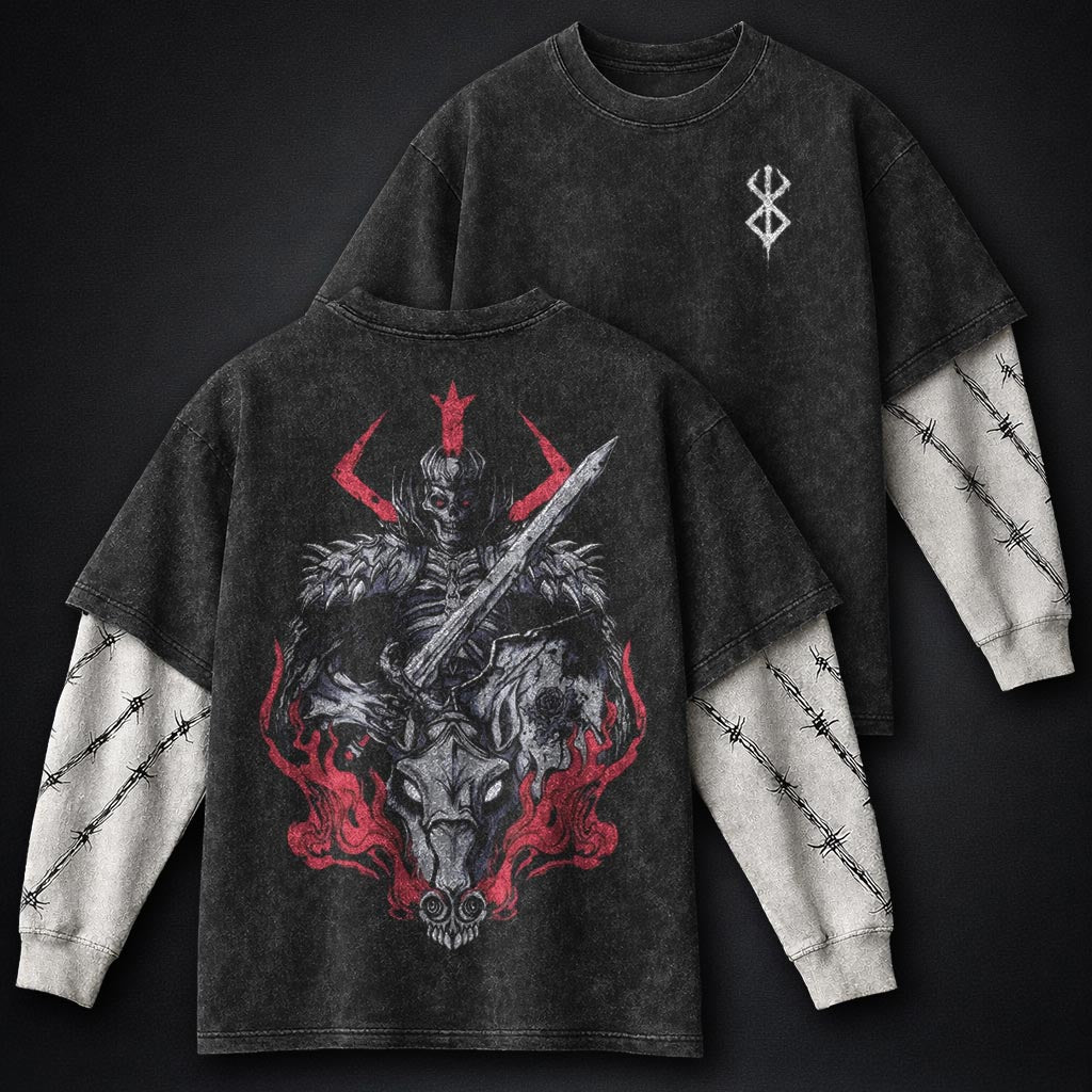 Berserk Streetwear Double Sleeves Washed T-Shirt