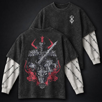 Berserk Streetwear Double Sleeves Washed T-Shirt