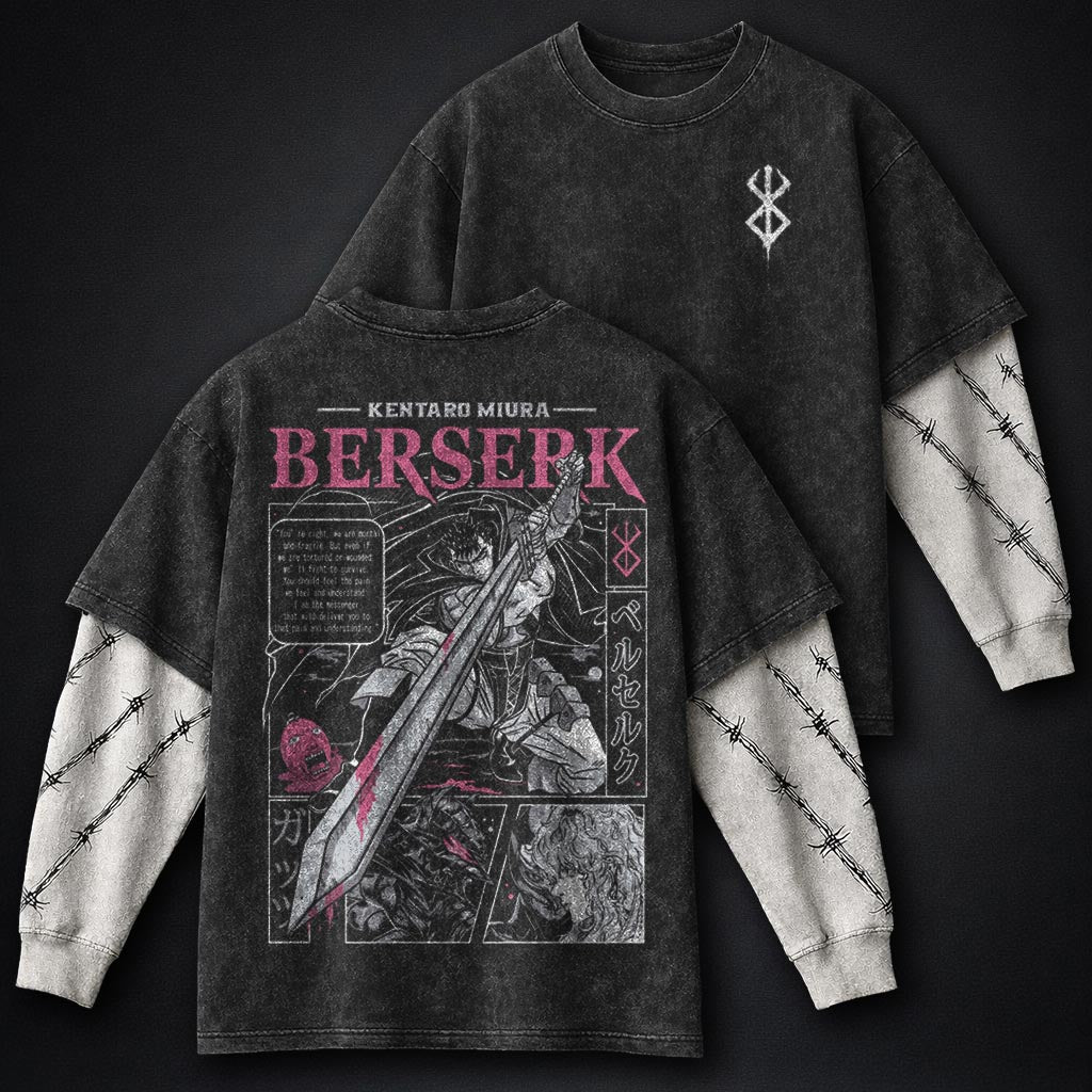 Berserk Heavyweight Double Sleeves Washed T-Shirt