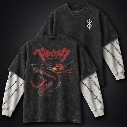 Berserk Luxe Double Sleeves Washed T-Shirt