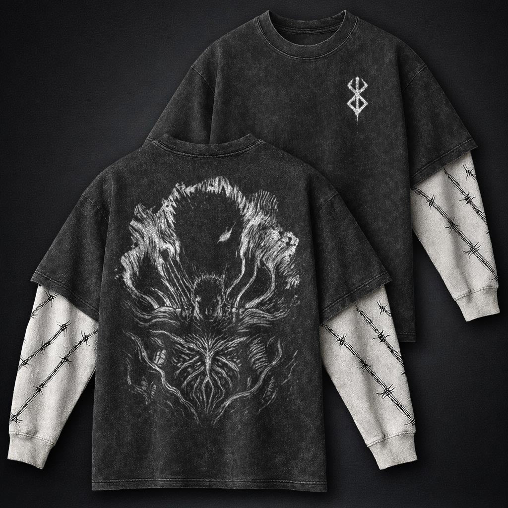 Berserk Structured Double Sleeves Washed T-Shirt