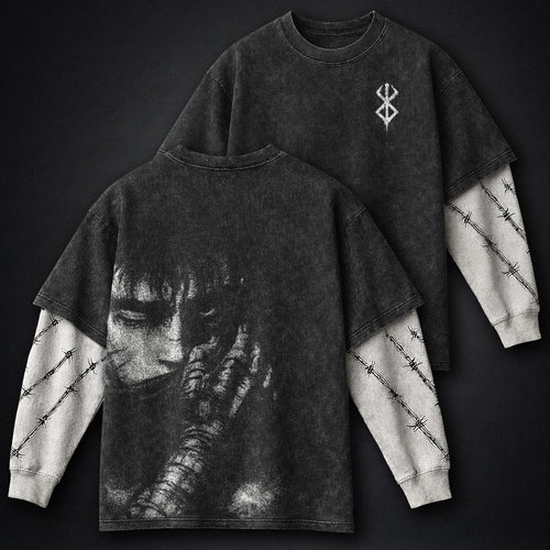 Berserk Breathable Double Sleeves Washed T-Shirt