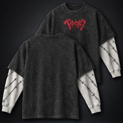 Berserk Ribbed Double Sleeves Washed T-Shirt