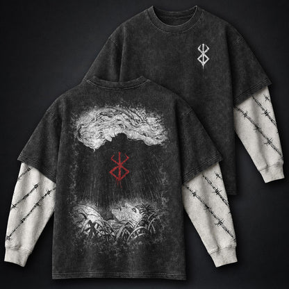 Berserk Loose-fit Double Sleeves Washed T-Shirt