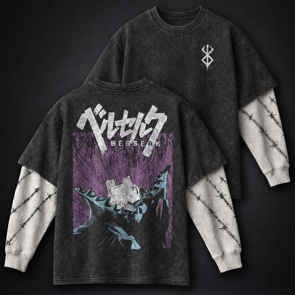Berserk Sleek Double Sleeves Washed T-Shirt