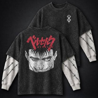 Berserk Relaxed Double Sleeves Washed T-Shirt