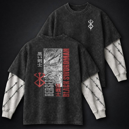 Berserk Bold Double Sleeves Washed T-Shirt