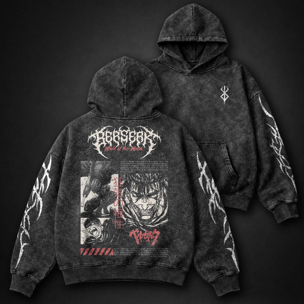 Berserk Distressed Washed Hoodie