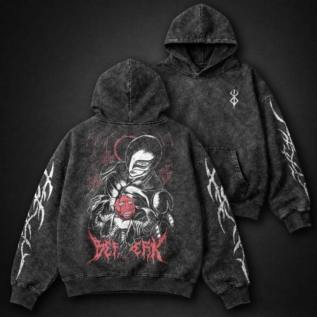 Berserk Printed Washed Hoodie
