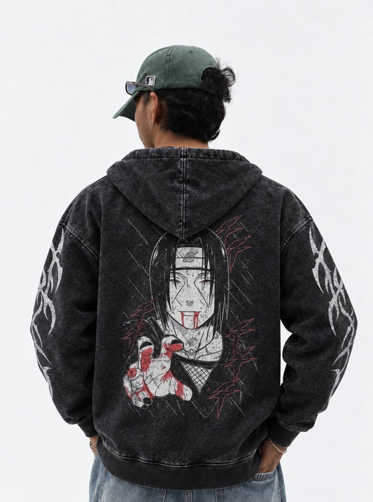 Naruto Luxe Washed Hoodie on model, back view