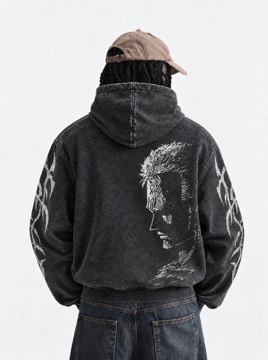 One Piece Cool Washed Hoodie on model, back view