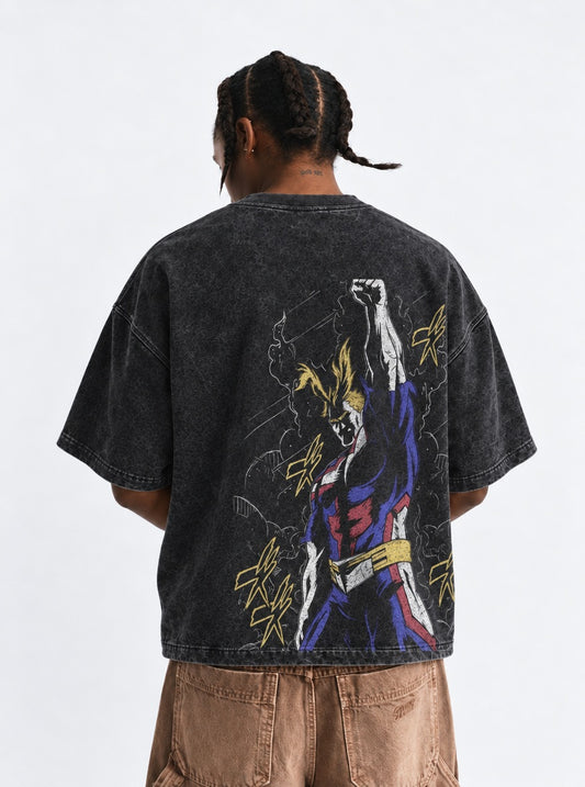 My Hero Academia Retro Washed T-Shirt on model, back view