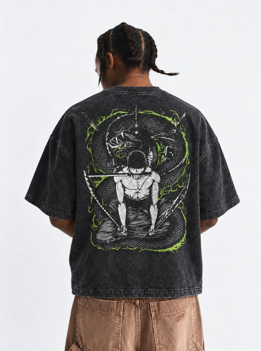One Piece Boxy Washed T-Shirt on model, back view