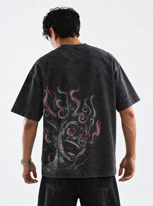 One Piece Clean Washed T-Shirt on model, back view