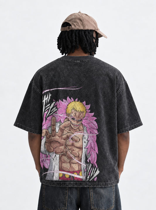 One Piece High Quality Washed T-Shirt on model, back view