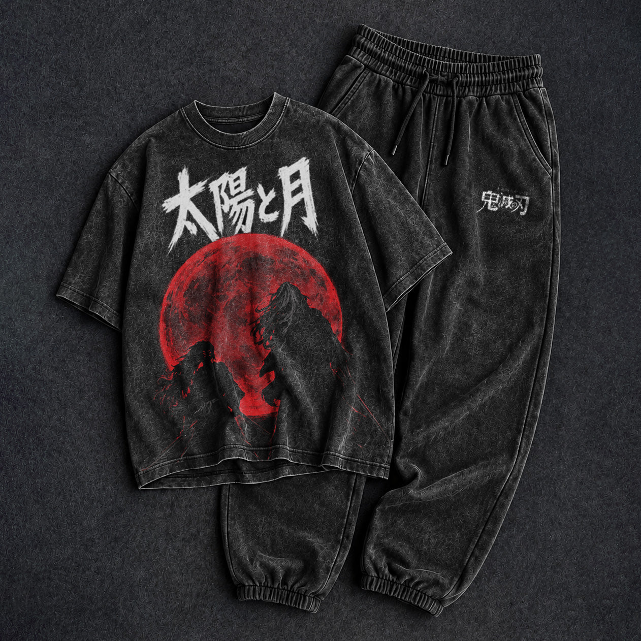 Demon Slayer Washed Cool Black T-Shirt and Joggers Combo