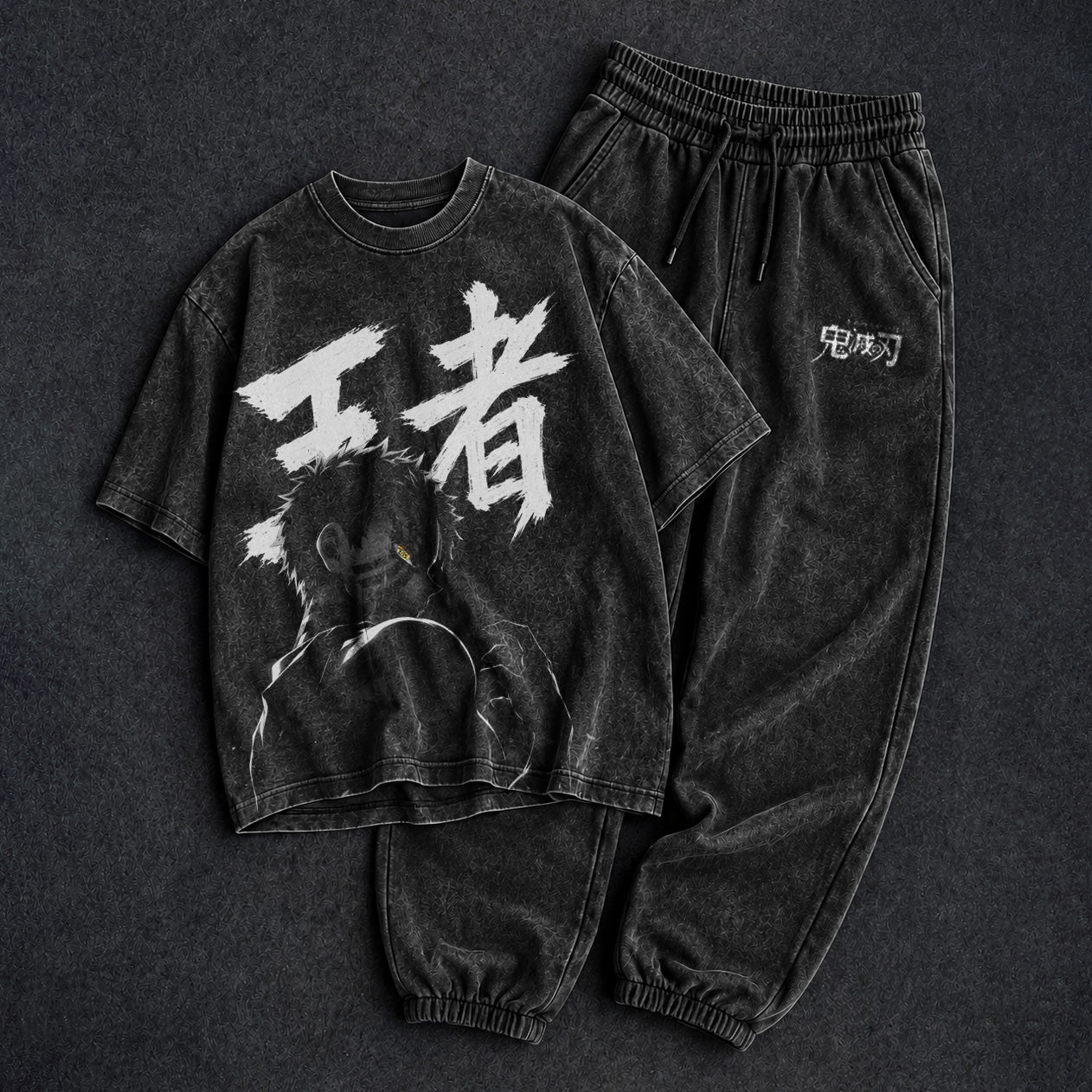 Demon Slayer Washed Cool Black T-Shirt and Joggers Combo