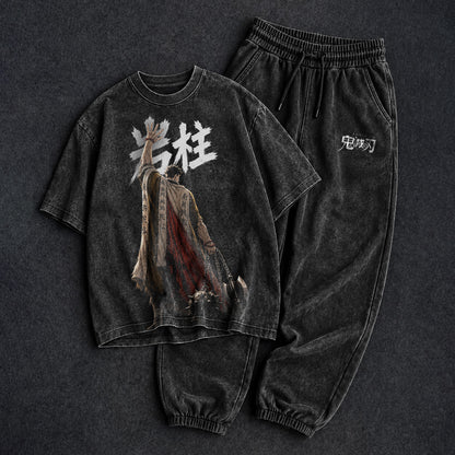 Demon Slayer Washed Cool Black T-Shirt and Joggers Combo