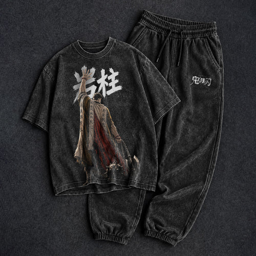Demon Slayer Washed Cool Black T-Shirt and Joggers Combo