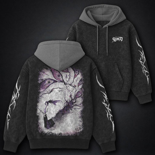 Demon Slayer Essential Black and Gray Washed Hoodie