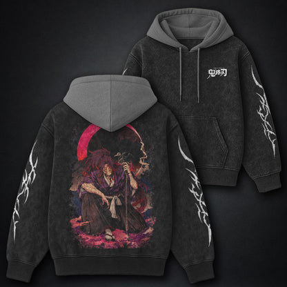 Demon Slayer Iconic Black and Gray Washed Hoodie