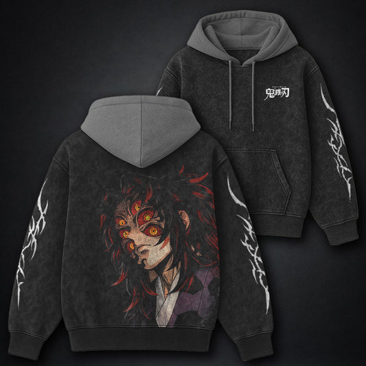 Demon Slayer Core Black and Gray Washed Hoodie
