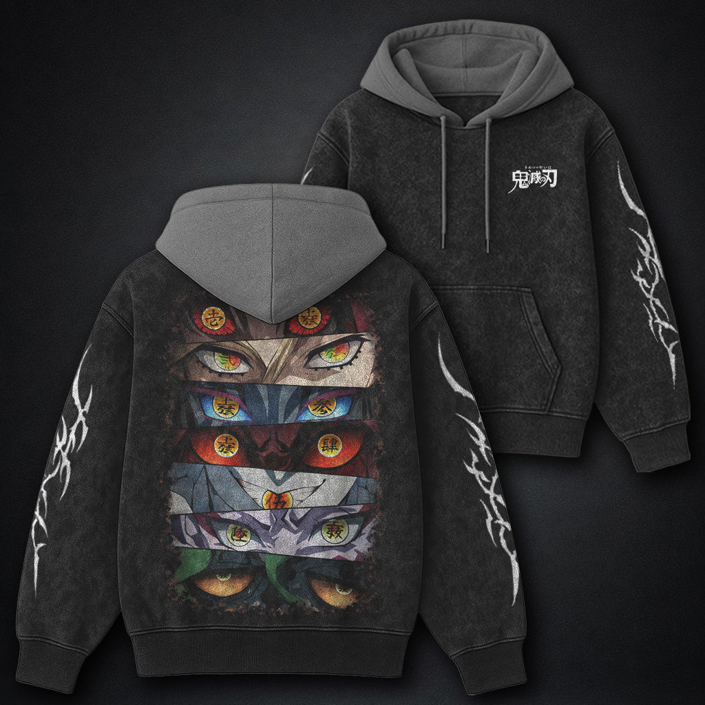 Demon Slayer Signature Black and Gray Washed Hoodie