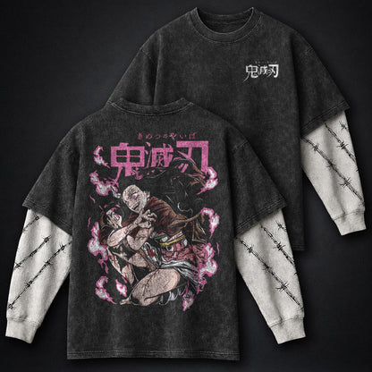 Demon Slayer Classic Double Sleeves Washed T-Shirt
