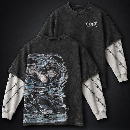 Demon Slayer Everyday Double Sleeves Washed T-Shirt