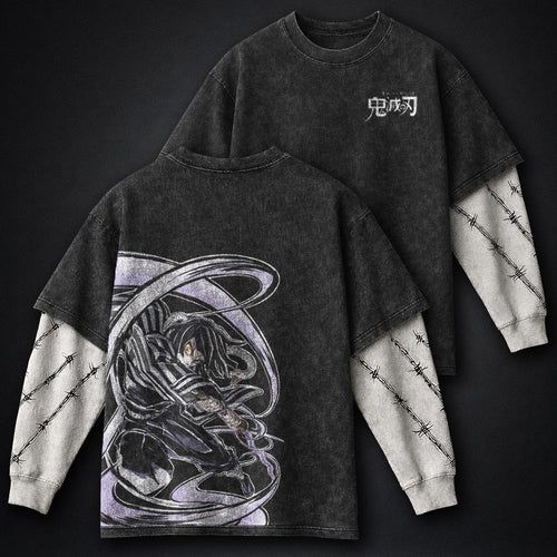 Demon Slayer Soft Double Sleeves Washed T-Shirt