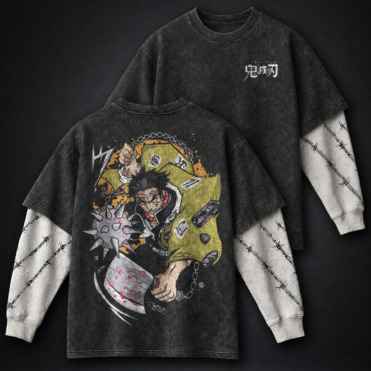 Demon Slayer Modern Double Sleeves Washed T-Shirt