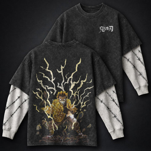 Demon Slayer Sleek Double Sleeves Washed T-Shirt