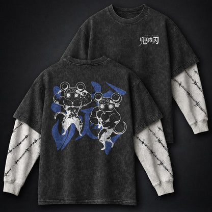 Demon Slayer Refined Double Sleeves Washed T-Shirt