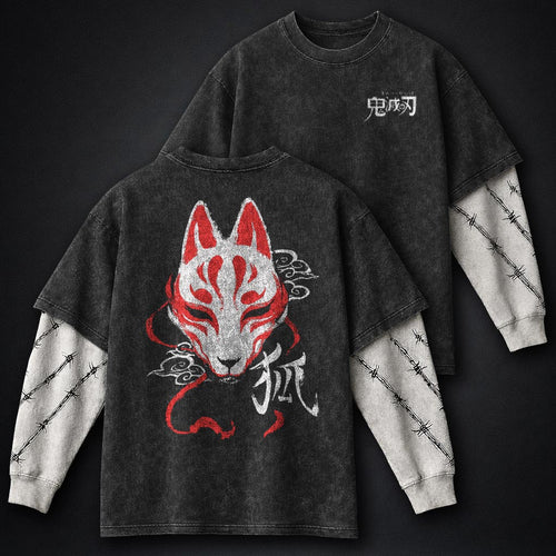 Demon Slayer Lightweight Double Sleeves Washed T-Shirt