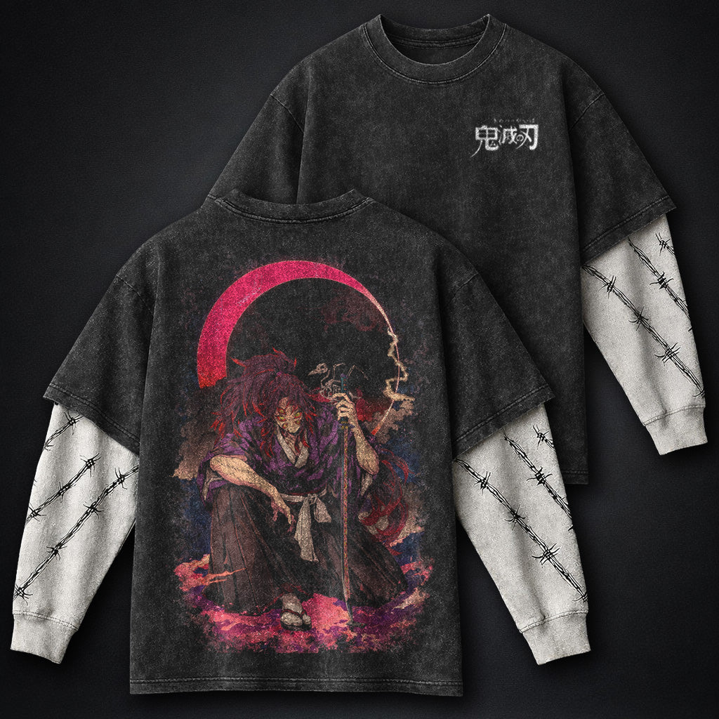 Demon Slayer Layered Double Sleeves Washed T-Shirt