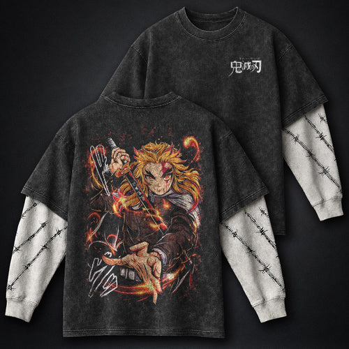 Demon Slayer Core Double Sleeves Washed T-Shirt