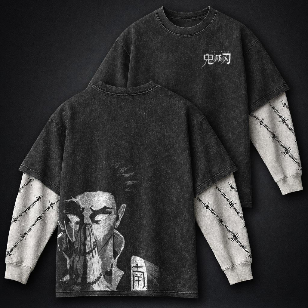 Demon Slayer Premium Double Sleeves Washed T-Shirt