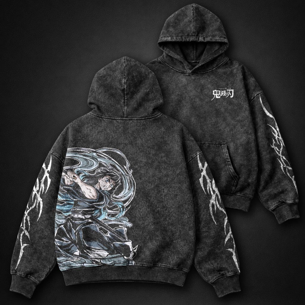 Demon Slayer Textured Washed Hoodie