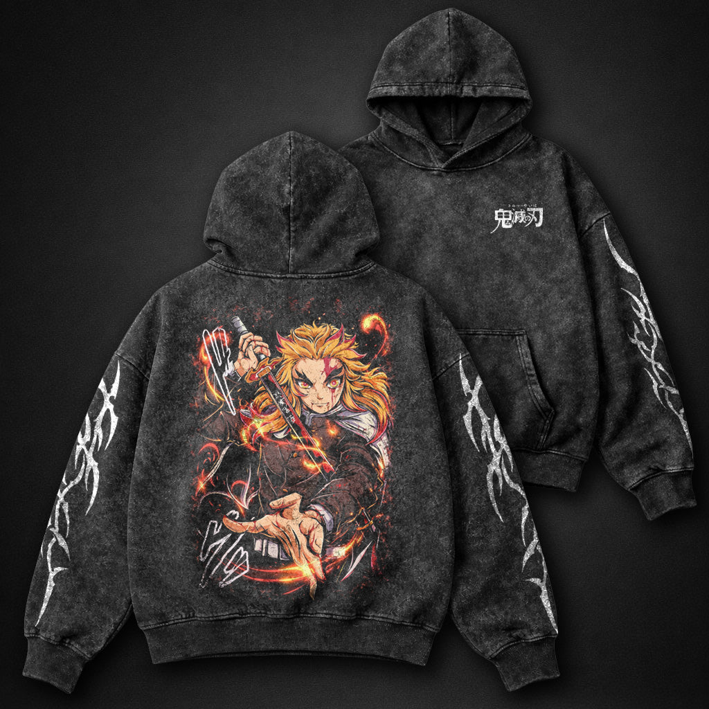 Demon Slayer Cropped Washed Hoodie