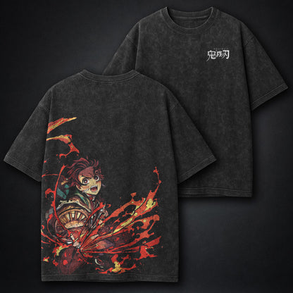 Demon Slayer Printed Washed T-Shirt