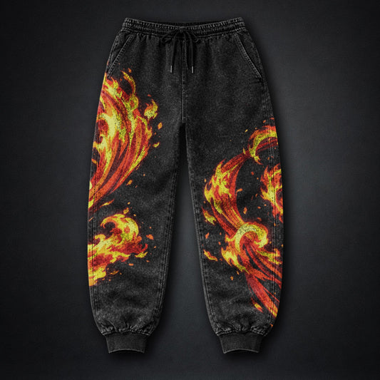 Demon Slayer Rengoku Flame Breathing Washed Joggers