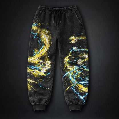 Demon Slayer Zenitsu Thunder Breathing Washed Joggers