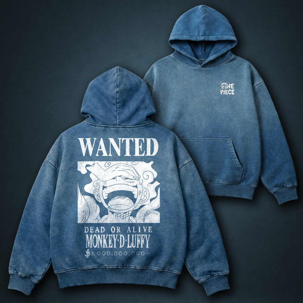 One Piece Luffy Blue Faded Hoodie