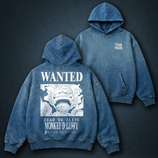 One Piece Luffy Blue Faded Hoodie