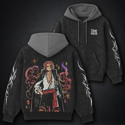 One Piece Everyday Black and Gray Washed Hoodie