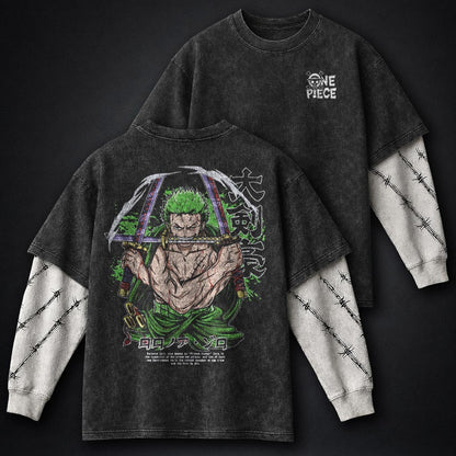 One Piece Refined Double Sleeves Washed T-Shirt