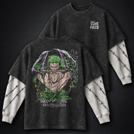 One Piece Refined Double Sleeves Washed T-Shirt