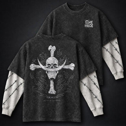 One Piece Breathable Double Sleeves Washed T-Shirt