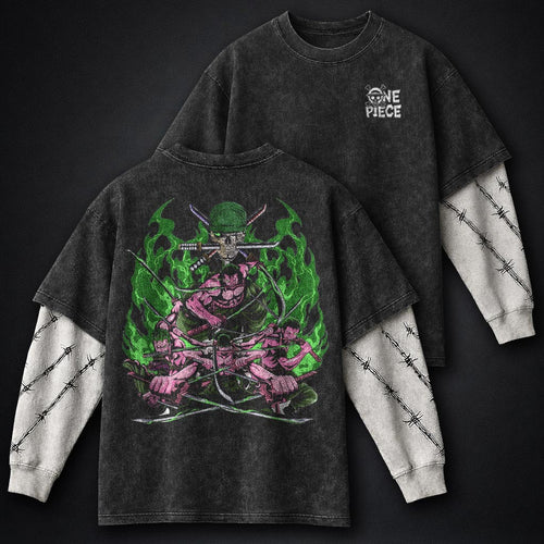 One Piece Cozy Double Sleeves Washed T-Shirt